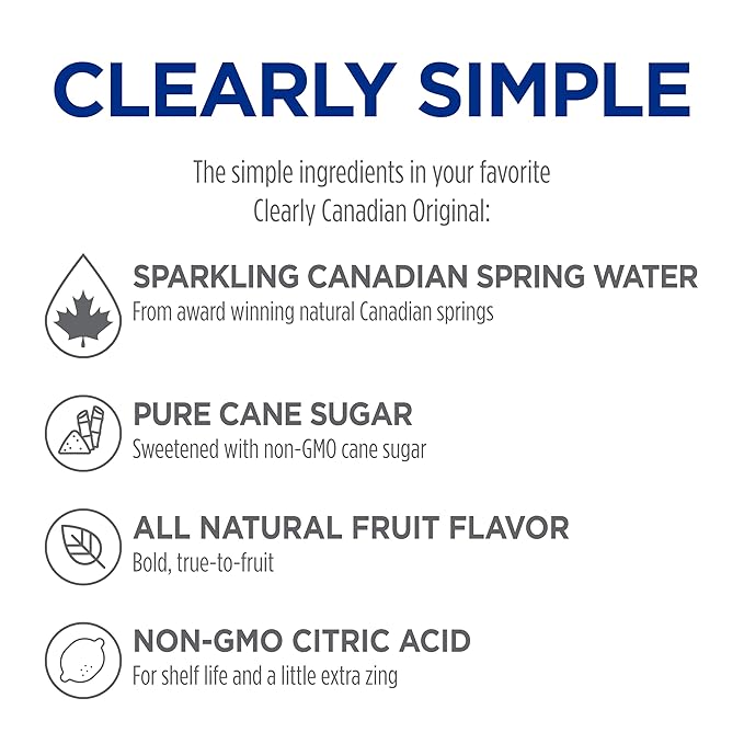 Clearly Canadian Mountain Blackberry Sparkling Spring Water Beverage, Natural & Carbonated, Flavored Seltzer Water, 1 Case (12 Bottles x 325mL)