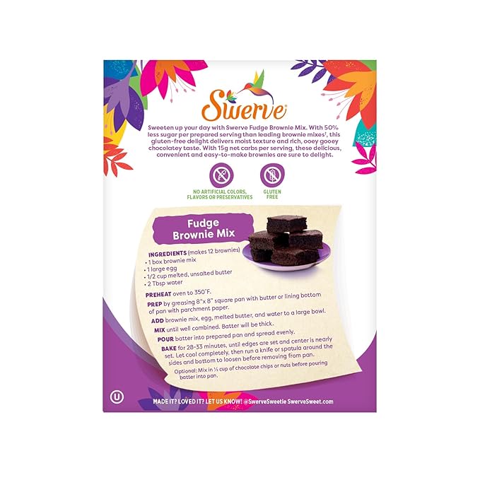 Swerve Fudge Brownie Baking Mix 11oz Pouch, 1-Pack
