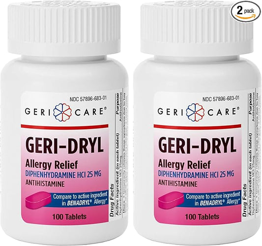 GeriCare Geri-Dryl Diphenhydramine HCl 25mg, Allergy 100 Count 2)