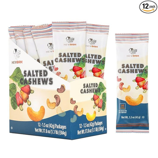 NEWBAM - Sea Salt Cashews Snack, 12 Pack (1.5oz), Keto