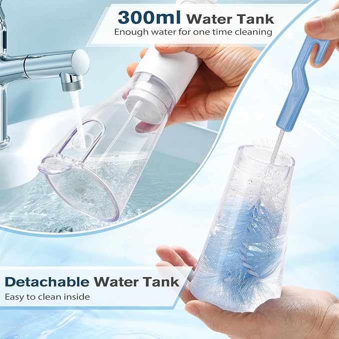 TOVENDOR Water Dental Flosser, Rechargeable Dental 3 Modes, 5 Tips 300ML Large IPX7 Waterproof