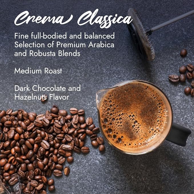 Caffè Borbone Whole Bean Coffee, Crema Classica, Medium Roast, Arabica and Robusta Blend - Roasted and Freshly Packaged in Italy - 2.2 Pound Bag (pack of 6)
