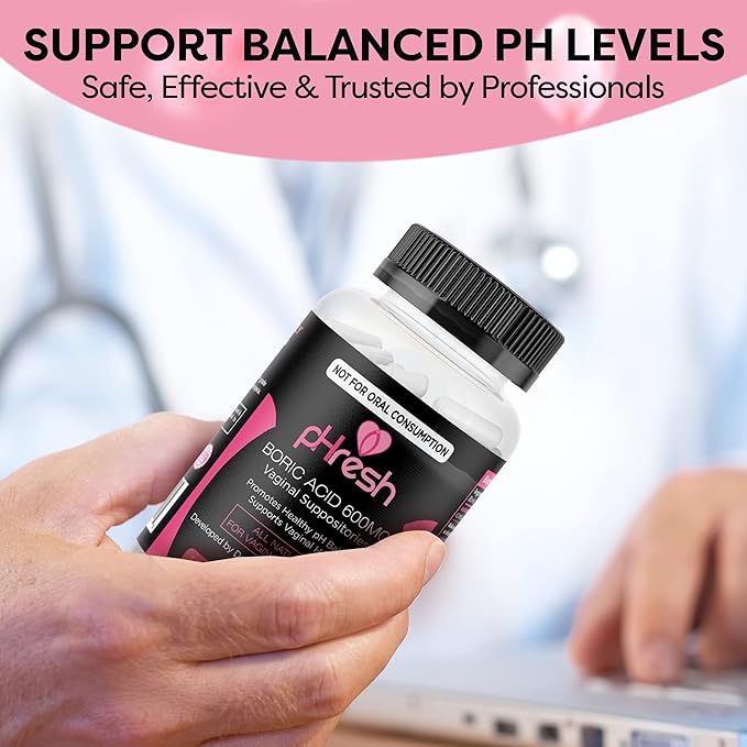 pHresh Boric Acid Suppositories for Women,