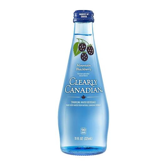 Clearly Canadian Mountain Blackberry Sparkling Spring Water Beverage, Natural & Carbonated, Flavored Seltzer Water, 1 Case (12 Bottles x 325mL)