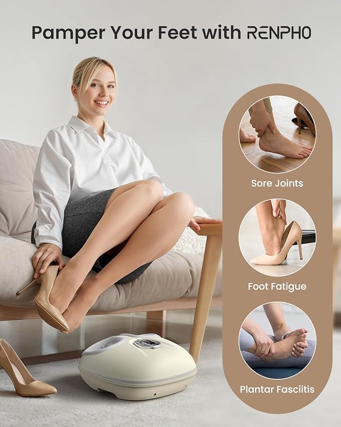 RENPHO Foot Massager with Voice Control 2025 Upgraded 3 Heating 12