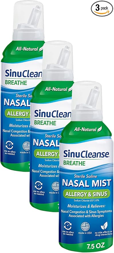 SinuCleanse Allergy & Sinus Sterile Saline 7.5 OZ 3)