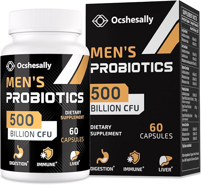 Probiotics for Men, Men Care Supplement, 500 Billion 12 Strains, 30-Days Supply