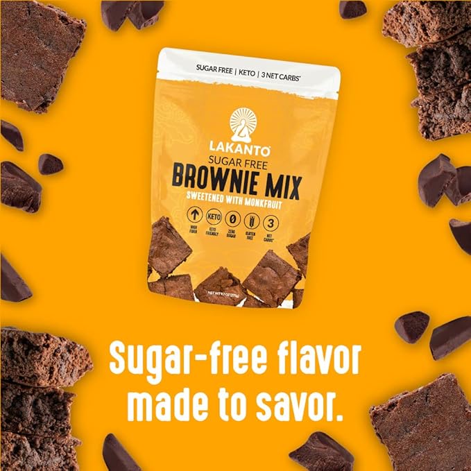 Lakanto Sugar Free Brownie Mix - Sweetened with Monk Fruit Sweetener and Erythritol, Keto Diet Friendly, Delicious Dutched Cocoa, High in Fiber, Low Net Carbs, Gluten Free, Easy to Make Dessert (Pack of 1)