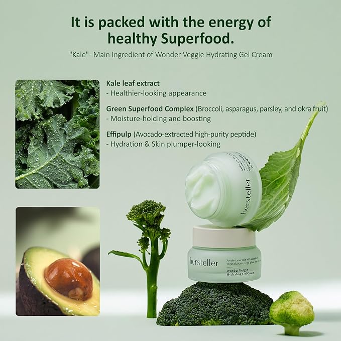 Hersteller Wonder Veggie Hydrating Gel Cream 50ml, 1.7 Fl Oz Superfood Kale Leaf Extract Deep Hydrating Moisturizing Vegan Facial Skin Korean Skincare