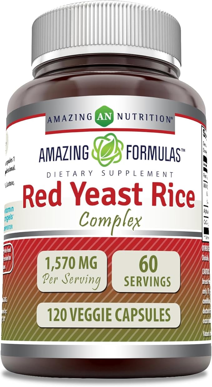 Amazing Formulas Red Yeast Rice Complex 1570 Mg 120 Veggie CoQ10, Milk
