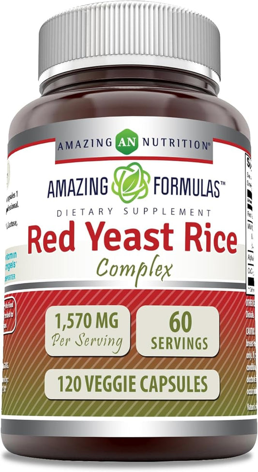 Amazing Formulas Red Yeast Rice Complex 1570 Mg 120 Veggie CoQ10, Milk