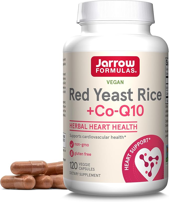 Jarrow Formulas Red Yeast Rice 1200 Co-Q10 100 100 mg Serving-120 Veggie Caps-60 Servings 150 mg 30:1 Standardized