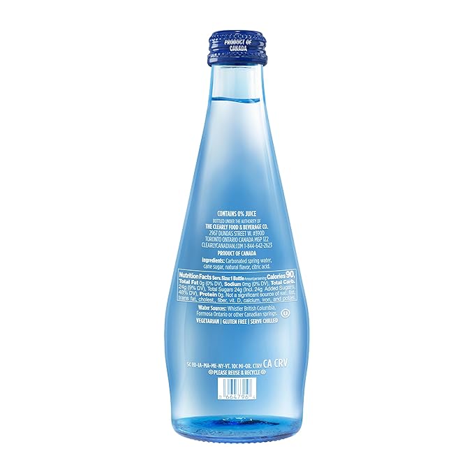 Clearly Canadian Mountain Blackberry Sparkling Spring Water Beverage, Natural & Carbonated, Flavored Seltzer Water, 1 Case (12 Bottles x 325mL)
