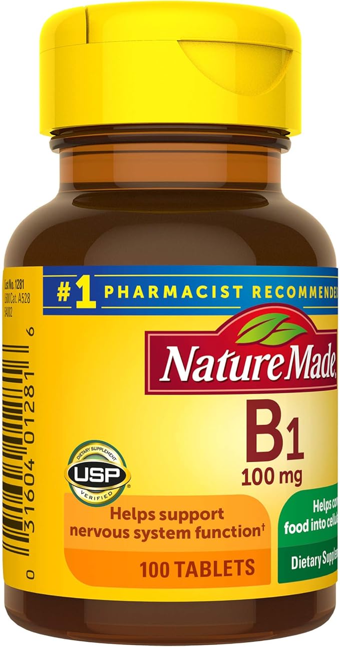 Nature Made Vitamin B1 100 mg, 100 Tablets, 100 Day