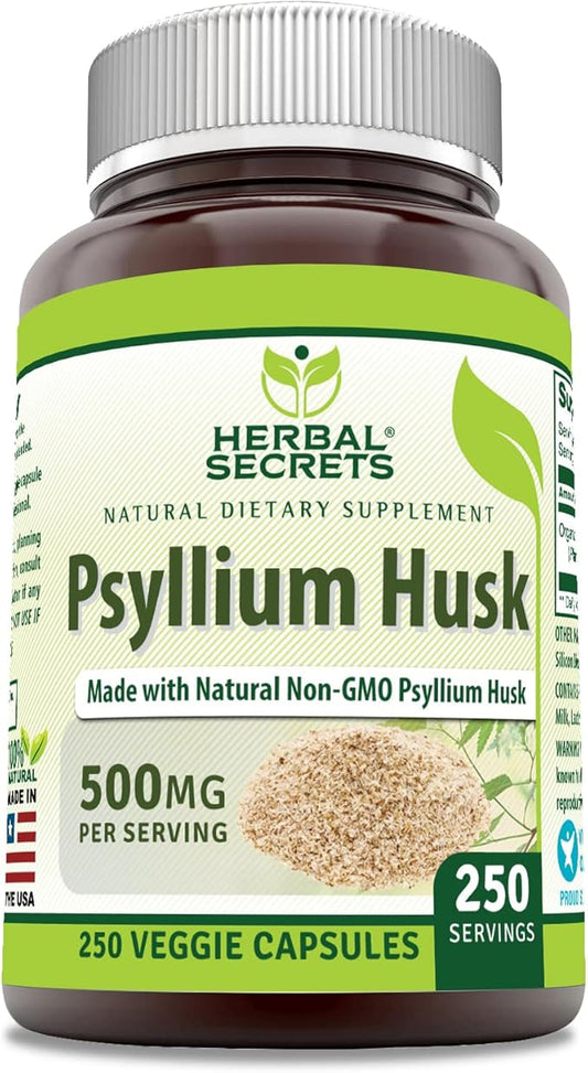 Herbal Secrets Psyllium Husk Supplement 500 Mg 250 Veggie