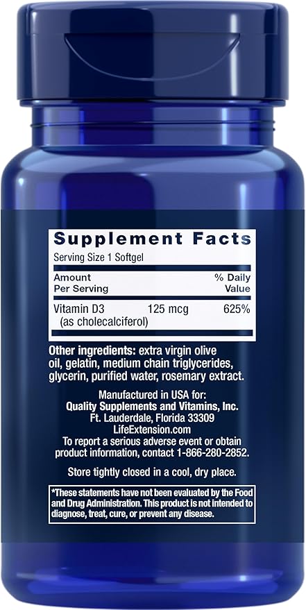 Life Extension Low Dose Vitamin K2 D3 Supplement 90 Softgels 60 Softgels