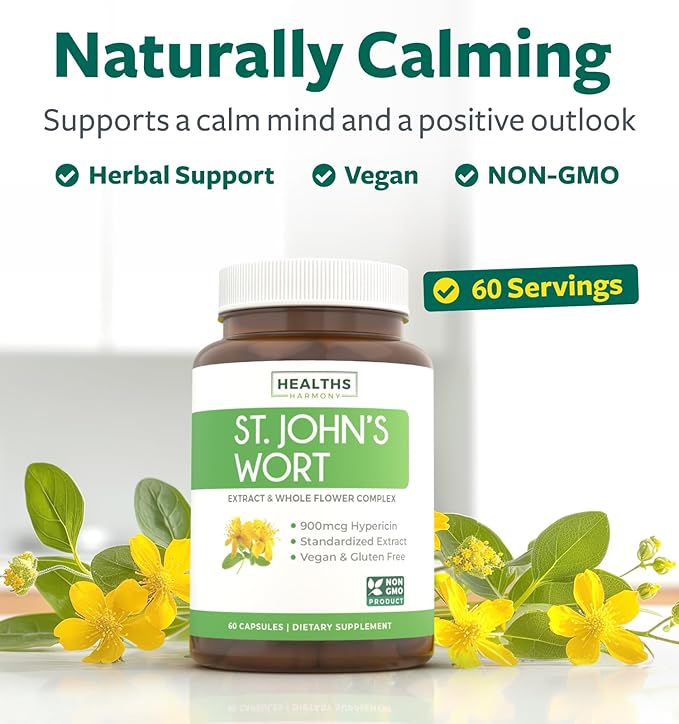 St. John's Wort 60 Capsules 900mcg Hypericin 500mg Per