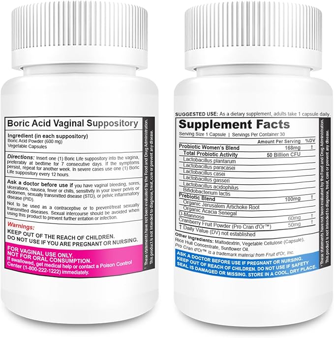 NutraBlast Boric Acid Vaginal Suppositories and (30 Count)