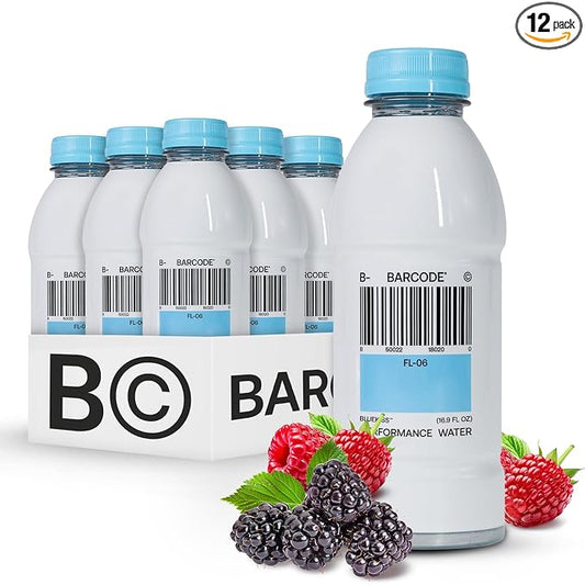 Barcode with Electrolytes, BLUEKISS (12 Pack) - Premium Hydration, No Added Sugar - Adaptogen-Powered Plant-Based Beverage - 12 Vitamins & Minerals for Immunity & Performance