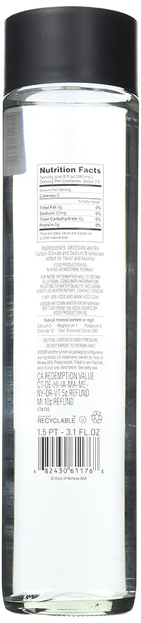 Voss Artesian Sparkling Water 800ML, 27.1 Fl Oz (Pack of 3)