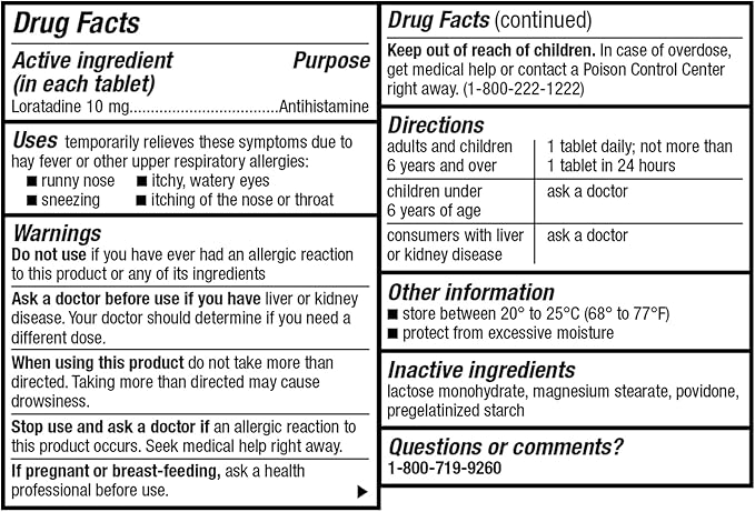 Berkley Jensen 24 Hour Non-Drowsy Allergy 10mg Loratadine 365 Count