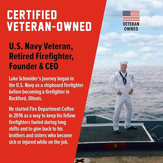 Fire Department Coffee - Gives Back to Firefighters - Strawberries & Cream Rum Infused Ground Coffee - Medium Roast - Non-Alcoholic - Roasted in the USA - Veteran Owned - 12 oz