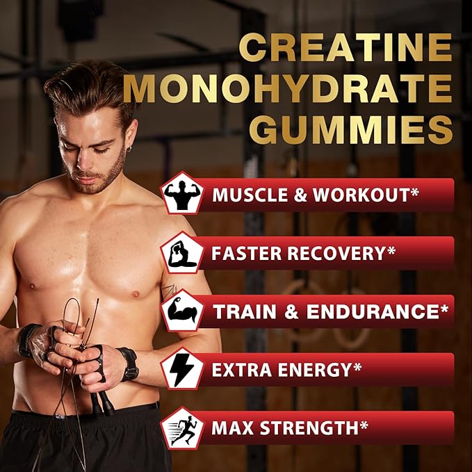 Creatine Monohydrate Gummies Complex 5000mg B12 for 60 Gummies)