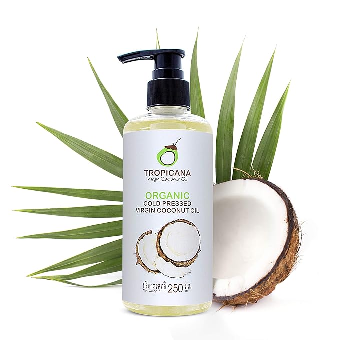Tropicana Virgin Coconut Oil USDA Organic 8.45 fl. oz. Whole Kernel Cold-Pressed Coconut Oil Hexane-Free Not-Hydrogenated Great for Hair & Skin with Delicious Light Coconut Flavor & Aroma