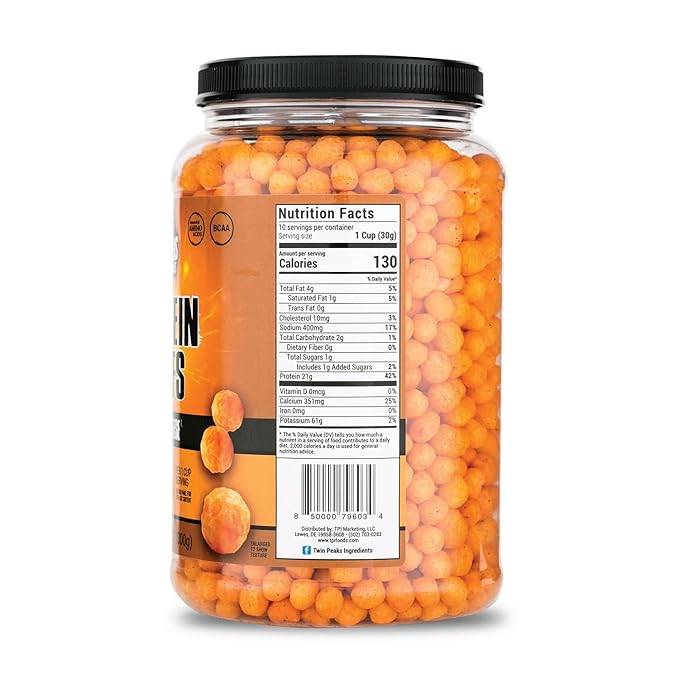 Twin Peaks Protein Puffs - (Nacho Cheese), Keto Friendly, Low Carb Snack (300g, 21g Protein, 2g Net Carbs, High Protein, Healthy Crunchy Snack)