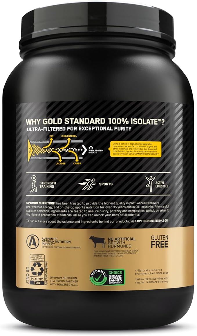 Optimum Nutrition Gold Standard 100% Isolate, 1.58 Pounds, 24 Servings