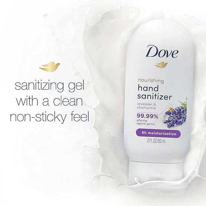 Dove Nourishing Hand Sanitizer 99.99 percent 61 percent 8 Hours 2 oz 6 Count
