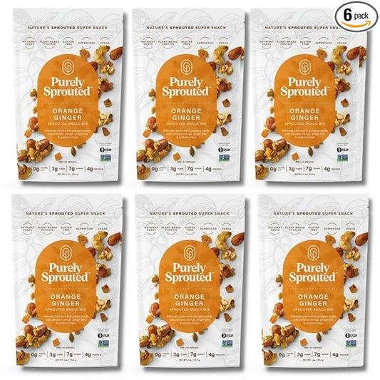 Purely Sprouted Orange Ginger Snack Mix: (4 oz, 6 pack)