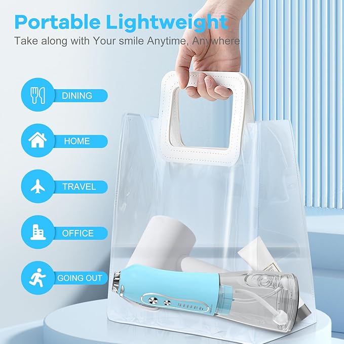 Water Dental Flosser Teeth Cleaner Pick, H2ofloss Cordless Irrigator,5 Mode IPX7 Waterproof 300ML Rechargeable