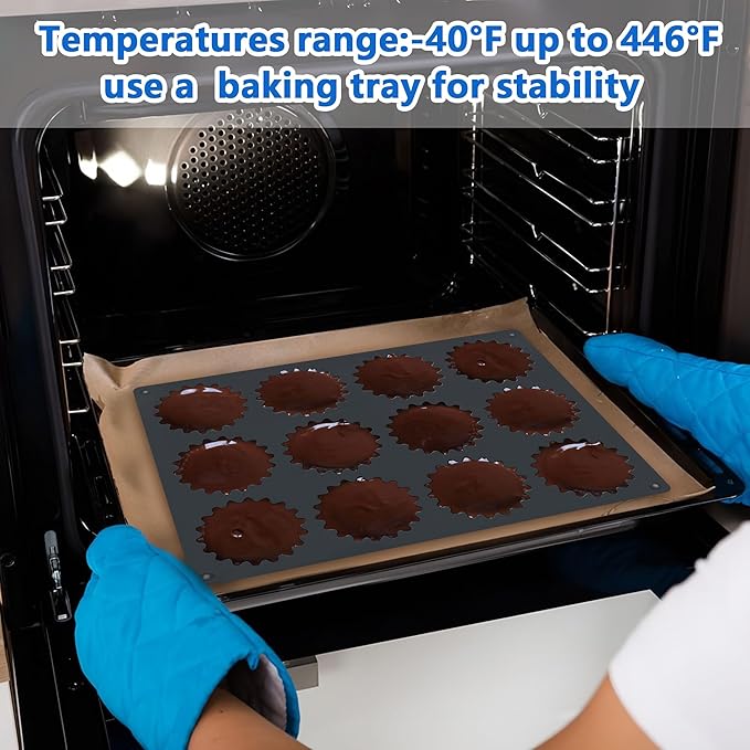 Silicone Peanut Butter Cup Molds 12 Cups Chocolate Candy Mold Mini Tart Pan for Keto Fat Bombs, Reese, Jello, Brownies, Cordial 2Pack Black