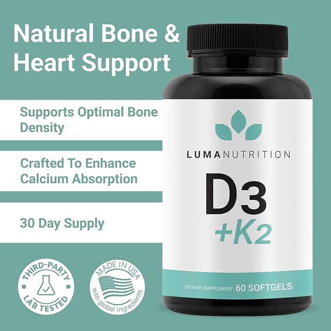 Luma Nutrition D3 + K2 Vitamin 10000 IU 60 Softgels