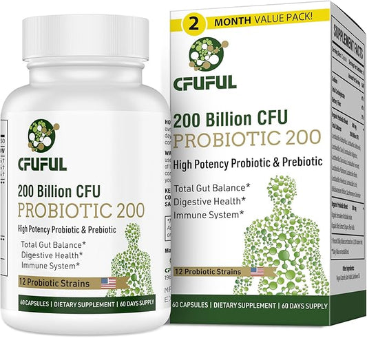 Probiotics for Women & Men 200 Billion 12 Strains 60 Capsules