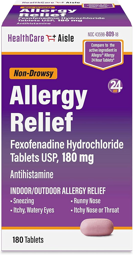 HealthCareAisle Allergy Relief 180 mg 180 Tablets 24-Hour Allergy