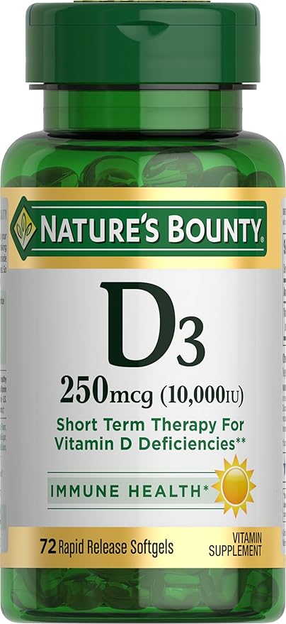 Nature's Bounty Vitamin D for Immune 10000IU, Softgels, 10,000 IU, 72 Count 1)