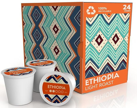 Atlas Coffee Club - Light Roast Coffee Pods - Ethiopia, 100% Recyclable, Premium Single Origin Coffee, 24ct Box