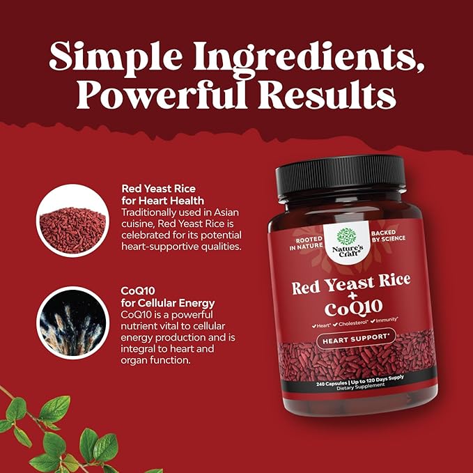 Red Yeast Rice with CoQ10 Supplement 1200 mg. CoQ10 100mg 100mg Per 3rd Party (4 Months)