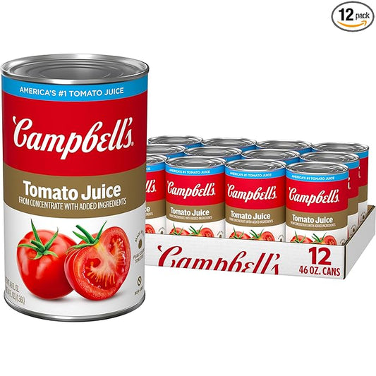 Campbell's 100% Tomato Juice, 46 fl oz Can (12 Pack)