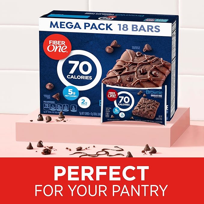 Fiber One 70 Calorie Brownies, Chocolate Fudge, Snack Bars, Mega Pack, 18 Bars, 16 oz