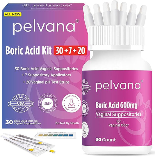 Pelvana Boric Acid Suppositories for Women 30 + 7 Applicators 20 pH 57 Piece