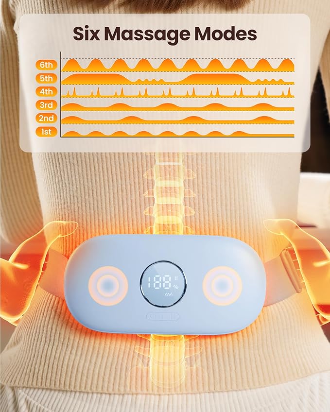 Gaiatop Portable Heating Pad for Period 5000mAh Cordless 3 Heat 6 Massage 5S Fast