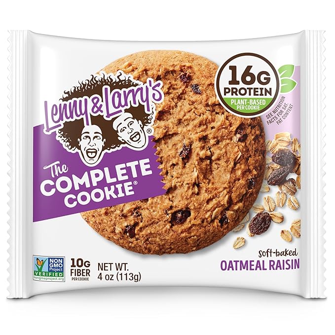 Lenny & Larry's The Complete Cookie, Oatmeal Raisin, 16g Plant Protein, Vegan, Non-GMO, 4 Ounce (Pack of 12)
