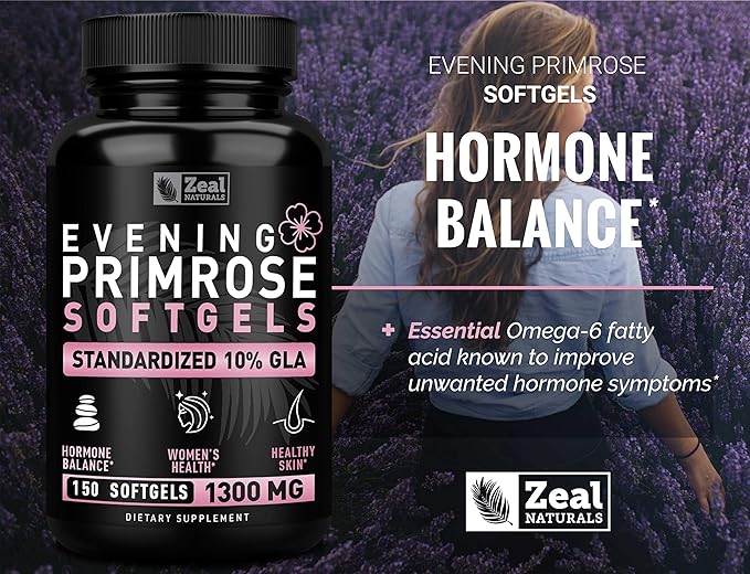 Evening Primrose Oil Capsules (150 Liquid Softgels 1300mg) Premium 10% GLA