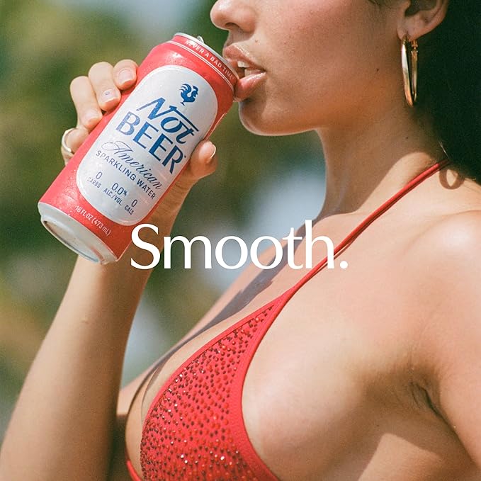 Not Beer American Sparkling Water, Original, 99.9% Pure, Mineral & Electrolyte Blend, Unflavored Carbonated Water, Made in America, Plain Sparkling Water, 16 Oz Tallboy Cans, 8 Pack