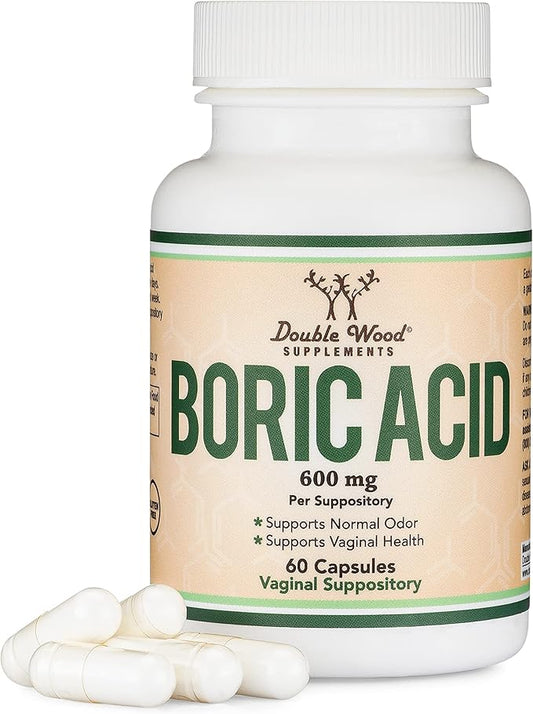 Boric Acid Suppositories (600mg Vaginal Suppository, 60 Count)