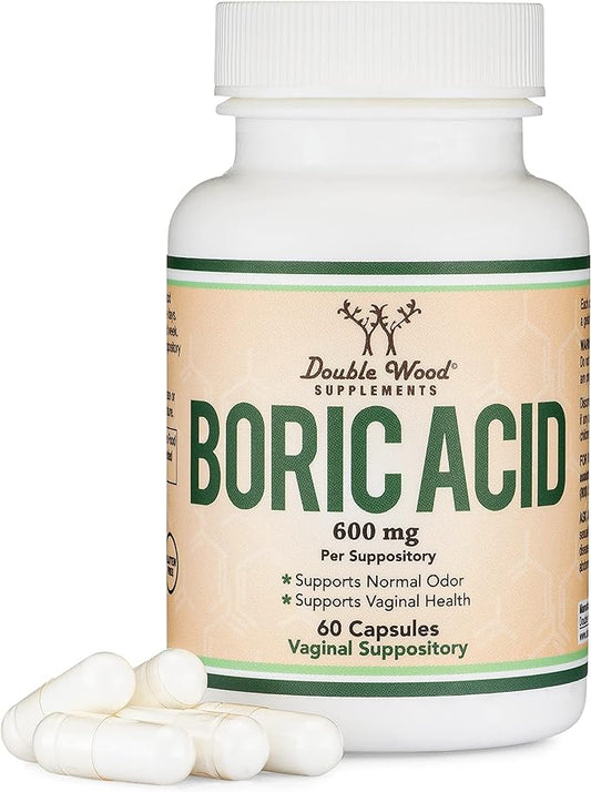 Boric Acid Suppositories (600mg Vaginal Suppository, 60 Count)