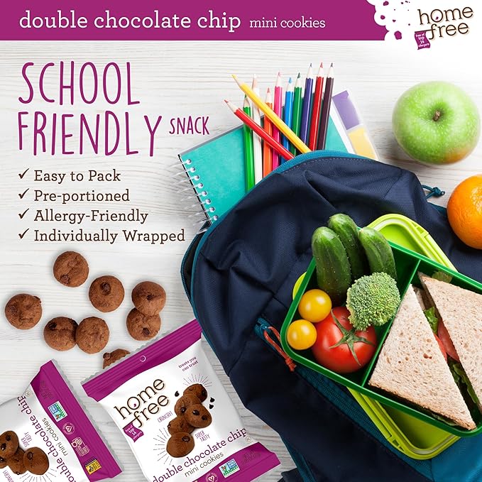 Homefree Treats You Can Trust Gluten Free Mini Cookies, Single Serve, Double Chocolate Chip, 0.95 Ounce (Pack of 30)